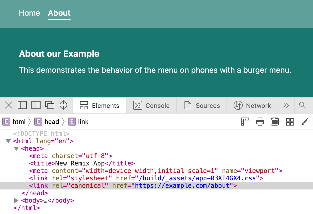 Canonical URL tag created automatically for Remix with matchers and handle
